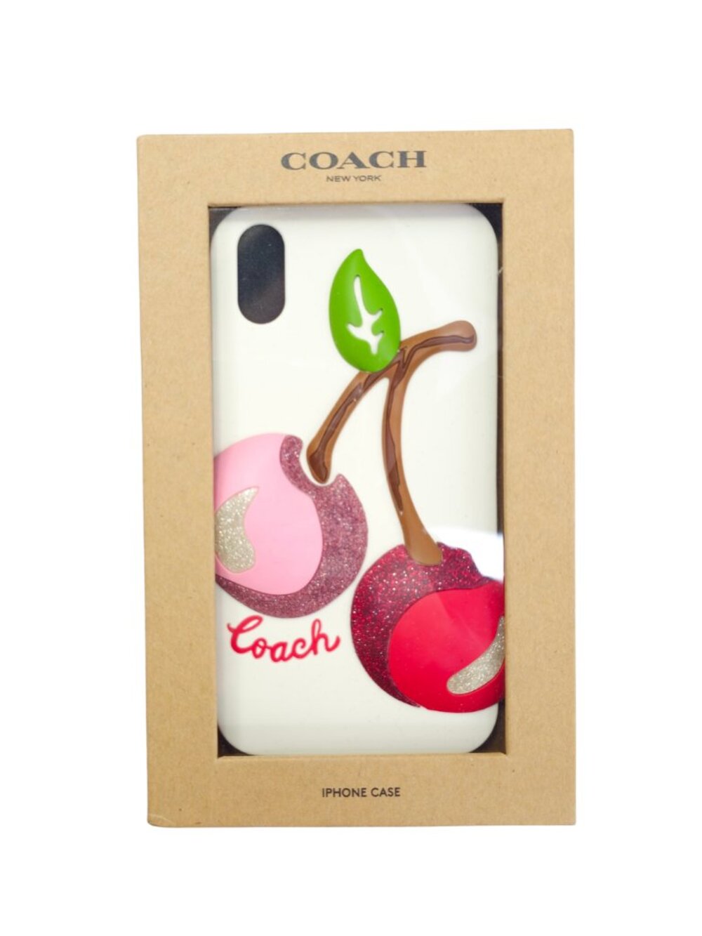 Coach Woman's Red & Pink Glitter Cherry Silicone Phone Case - iPhone XR